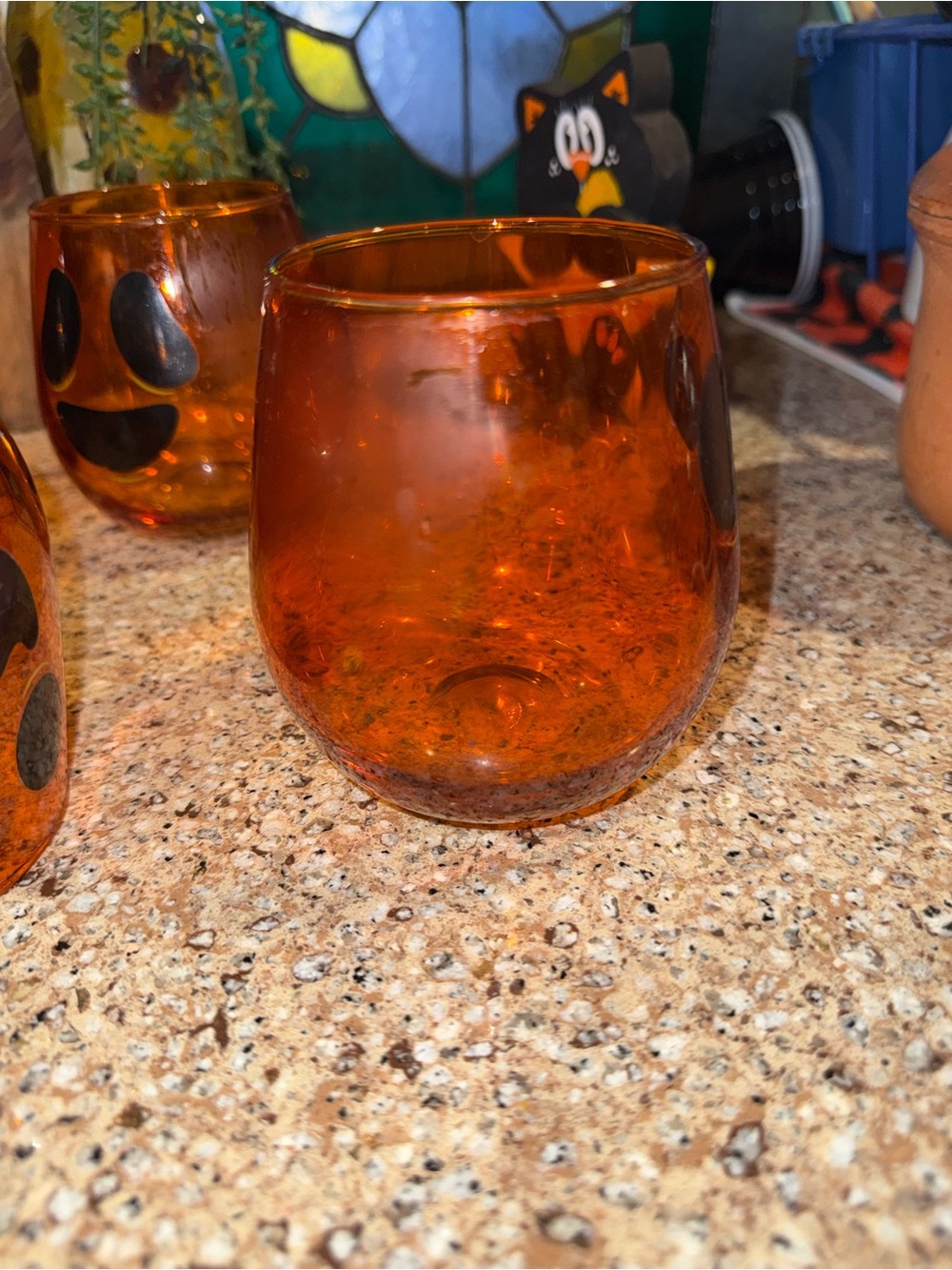 Set of 5 Orange Halloween Jack-O'-Lantern Glasses - Picture 8 of 9